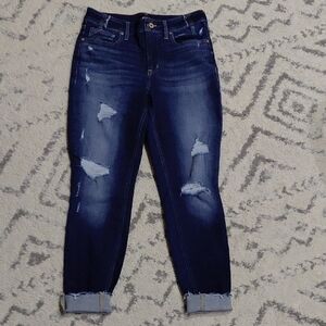 Edge Dark Blue Distressed Ankle Jeans
